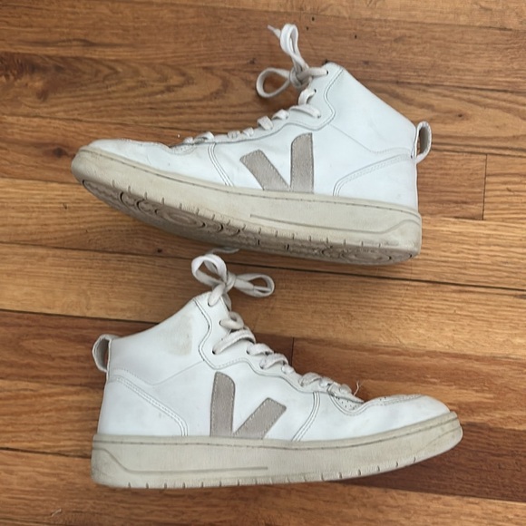 Veja White and Gray High-Top Sneakers - Picture 9 of 15